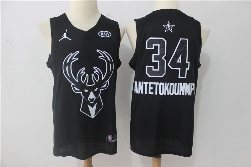 Basketball Jersey With Pockets-Bucks 34 Giannis Antetokounmpo Black 2018 All-Star Game Swingman Basketball Jersey