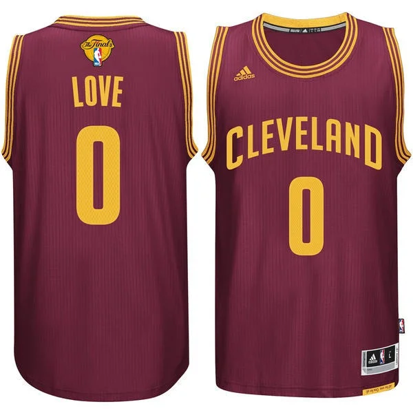 Button-Up Basketball Jersey-Cavaliers 0 Kevin Love Burgundy 2016 Finals Swingman Basketball Jersey