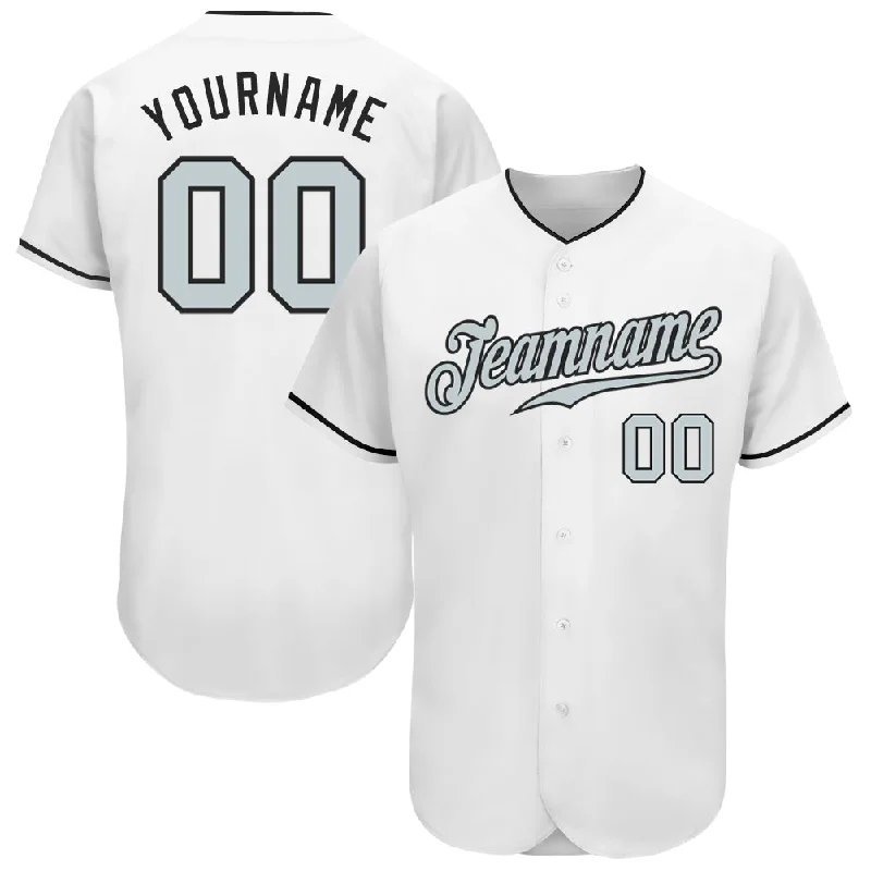 Baseball Jersey For St. Patrick's Day-Custom White Silver-Black Authentic Baseball Jersey