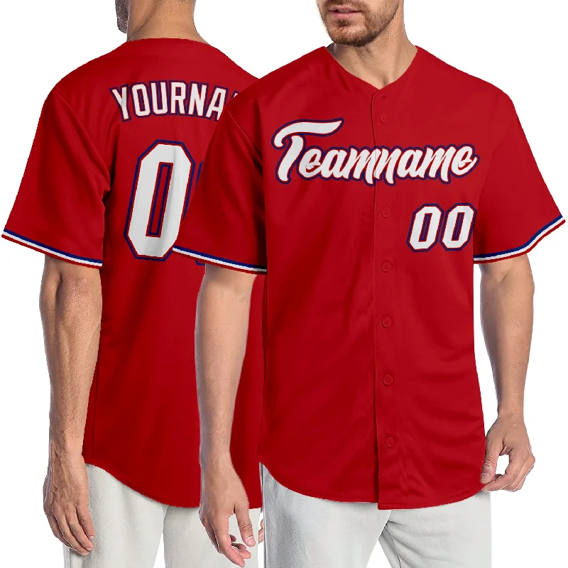 Baseball Jersey For Practice-Custom Red White-Royal Authentic Baseball Jersey