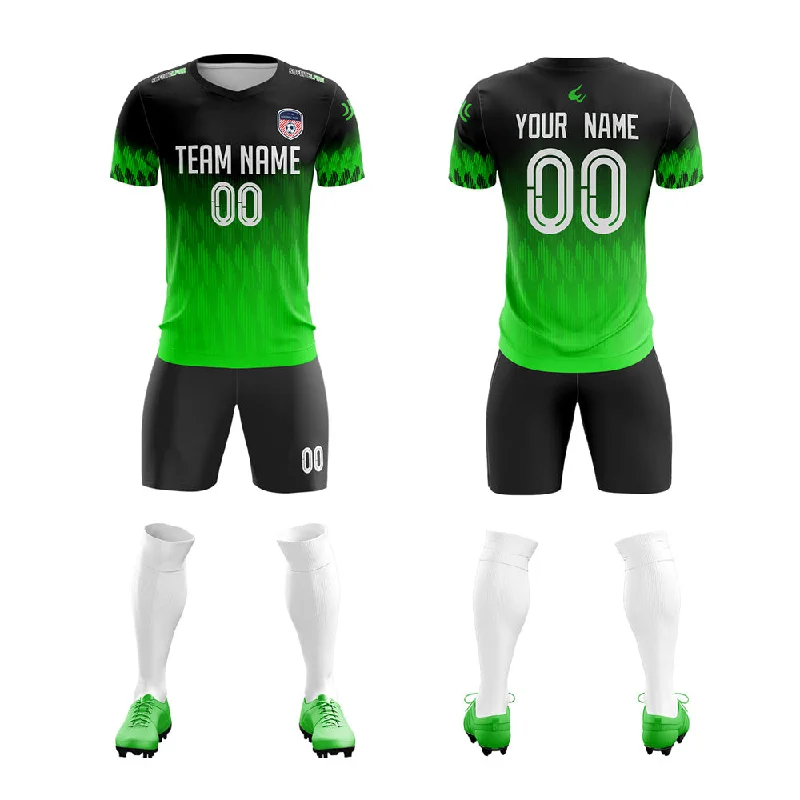 Football Jersey With Pastel Hues-Custom Green Black Quick Dry Training Uniform Soccer Sets Jersey