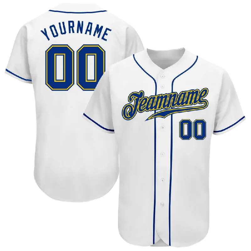 Baseball Jersey With Fashion Forward Design-Custom White Royal-Gold Authentic Baseball Jersey