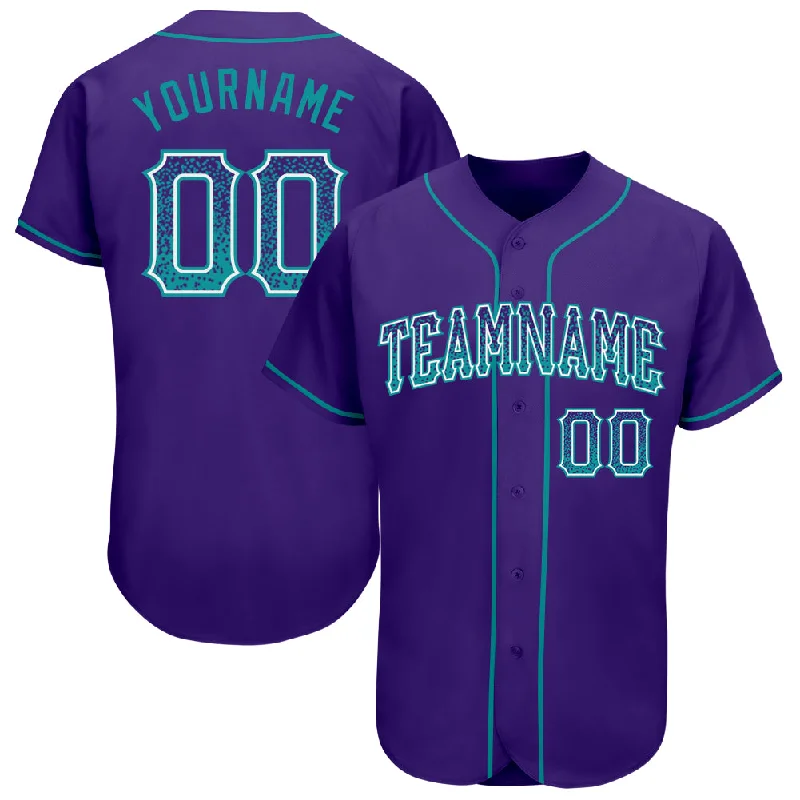 Baseball Jersey With Camo Print-Custom Purple Teal-White Authentic Drift Fashion Baseball Jersey