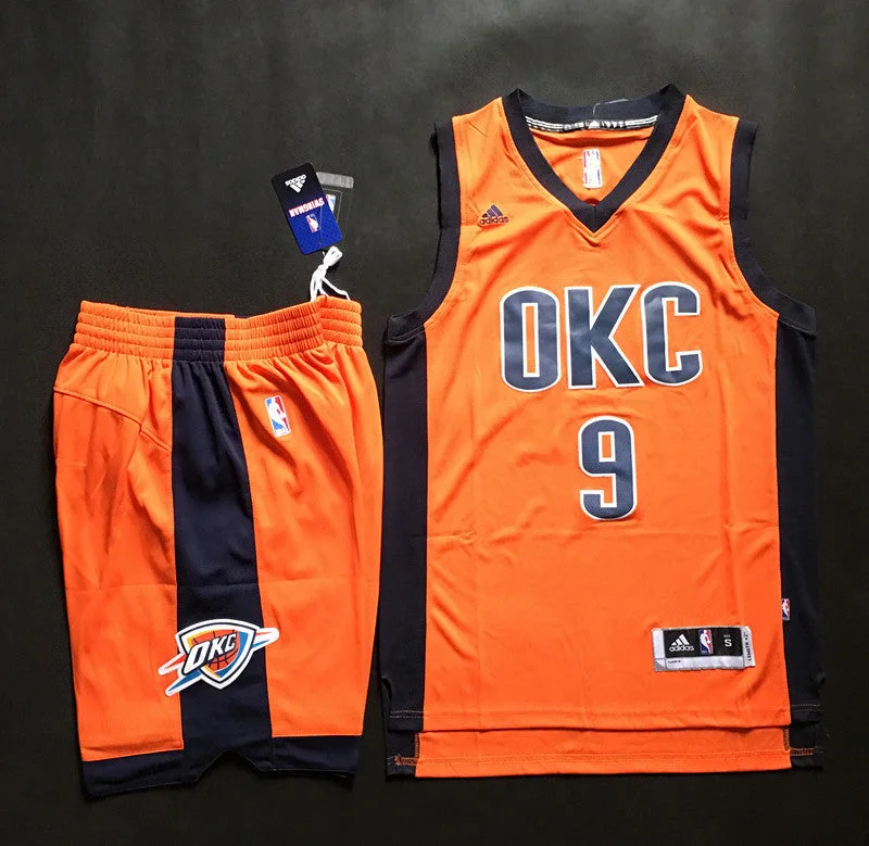 Lightweight Basketball Jersey-Thunder 9 Serge Ibaka Orange Swingman Basketball Jersey(With Shorts)