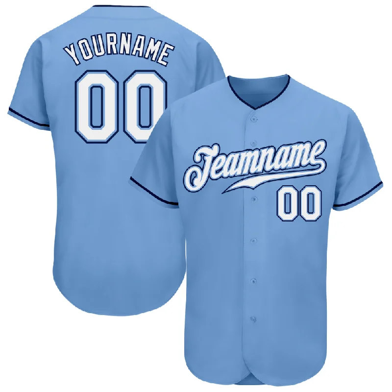 Baseball Jersey With Grunge Aesthetic-Custom Light Blue White-Navy Authentic Baseball Jersey