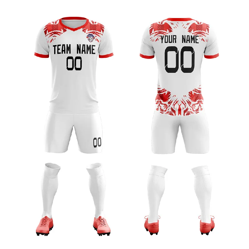 Pro Football Jersey-Custom White Red Soft Training Uniform Soccer Sets Jersey