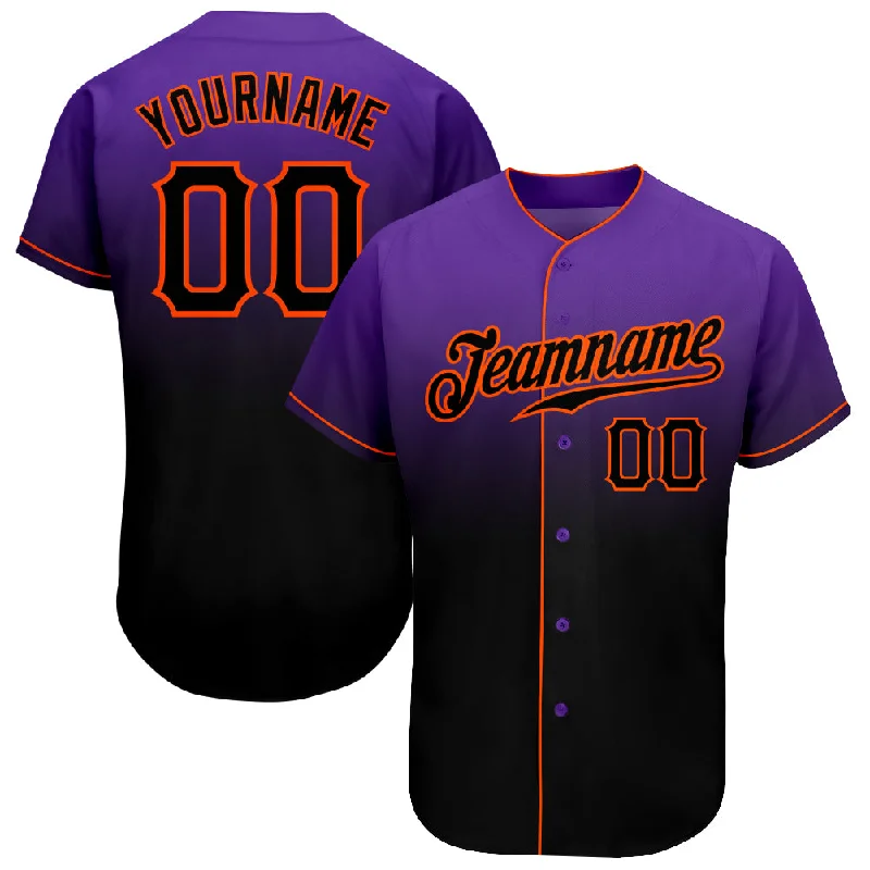 Training Baseball Jersey-Custom Purple Black-Orange Authentic Fade Fashion Baseball Jersey