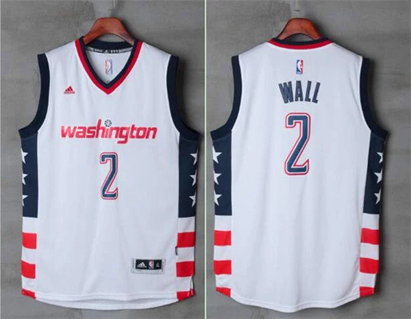 Basketball Jersey With Sequin Details-Wizards 2 John Wall White Swingman Basketball Jersey