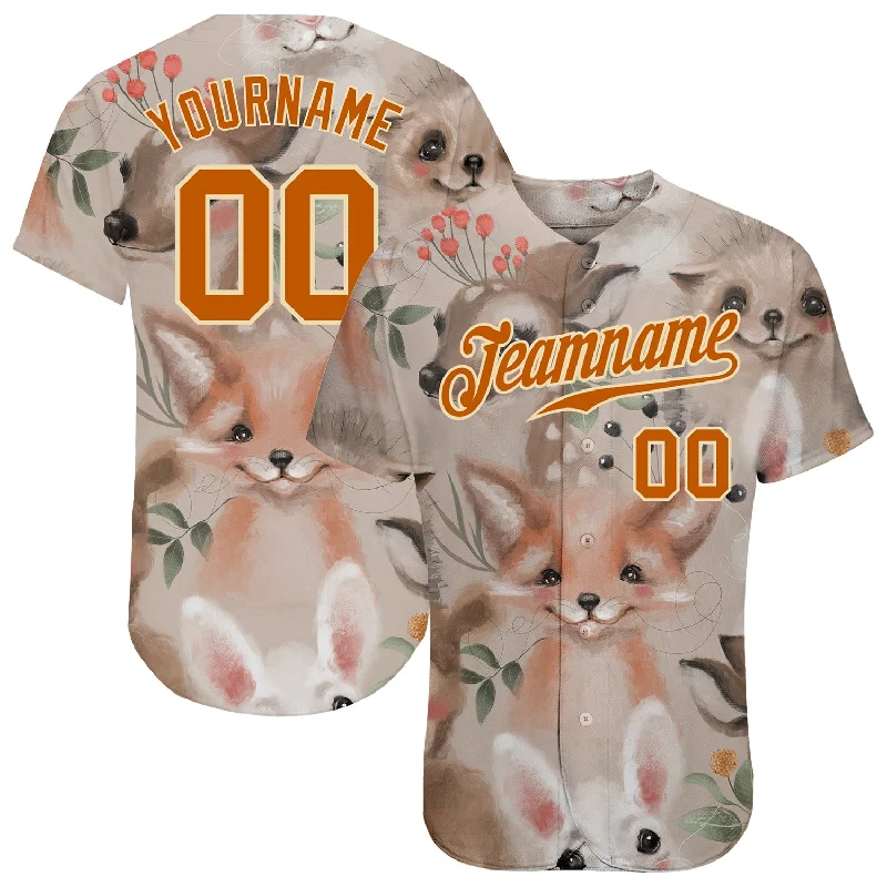 Baseball Jersey With Stylish Edge-Custom White Texas Orange-Cream 3D Pattern Design Foxes Authentic Baseball Jersey