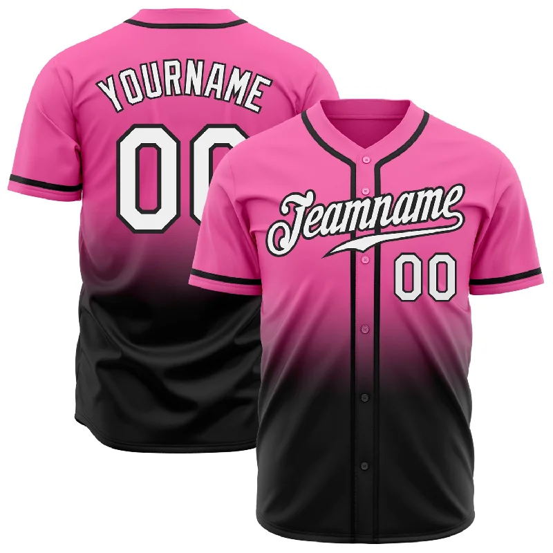 Baseball Jersey For Christmas-Custom Pink White-Black Authentic Fade Fashion Baseball Jersey