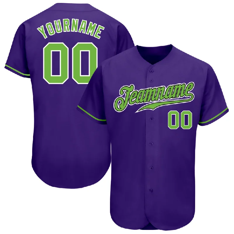 Baseball Jersey With Crop Top Style-Custom Purple Neon Green-White Authentic Baseball Jersey