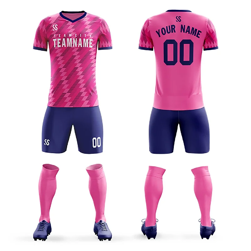 Football Jersey With Movie-Inspired Graphics-Custom Pink Printing Outdoor Tracksuit Soccer Sets Jersey