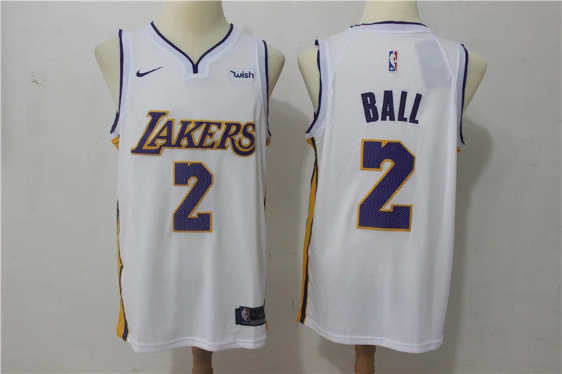 Basketball Jersey With Street Style Look-Lakers 2 Lonzo Ball White Swingman Basketball Jersey