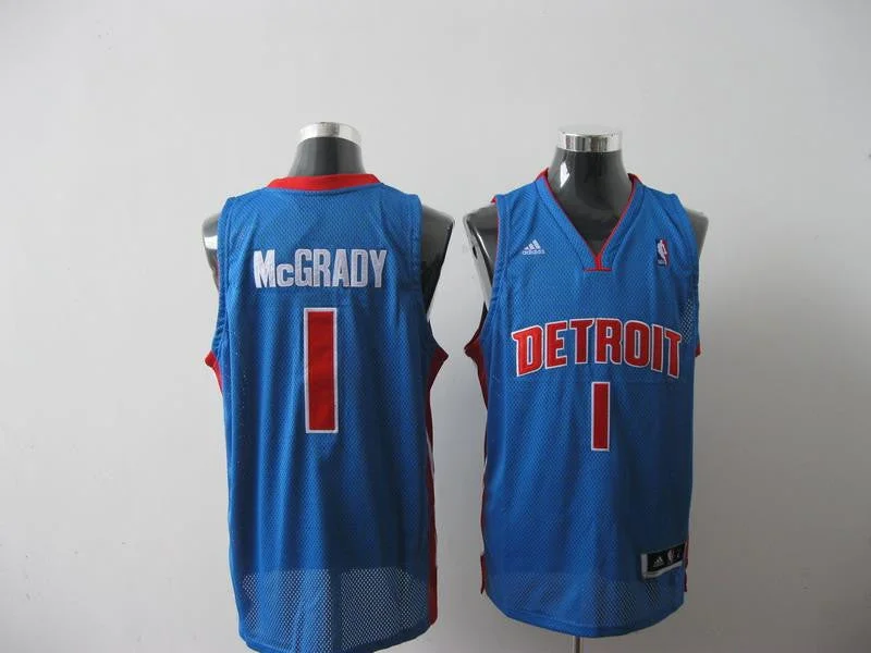 V-Neck Basketball Jersey-Pistons 1 Mcgrady Blue Basketball Jerseys