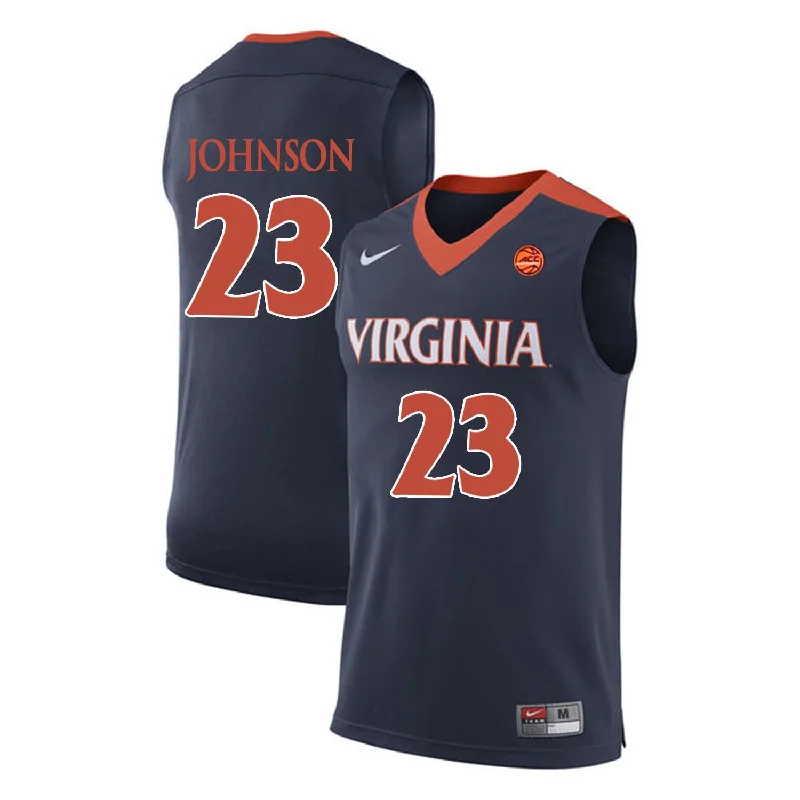 Basketball Jersey With Funny Slogans-Virginia Cavaliers 23 Nigel Johnson Navy College Basketball Basketball Jersey