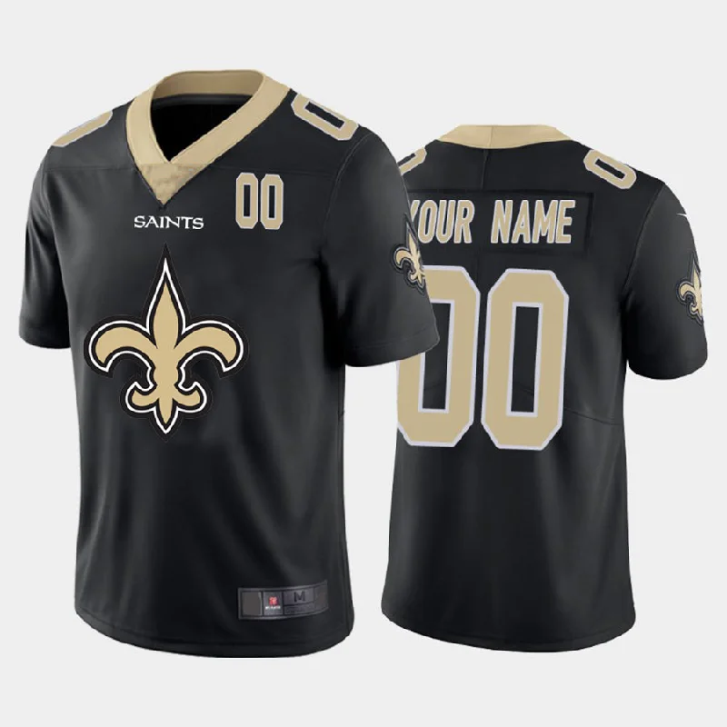 Football Jersey With Earthy Tones-Custom NO.Saints Black Team Big Logo Number Vapor Untouchable Limited Jersey American Jerseys Stitched Jersey Football Jerseys