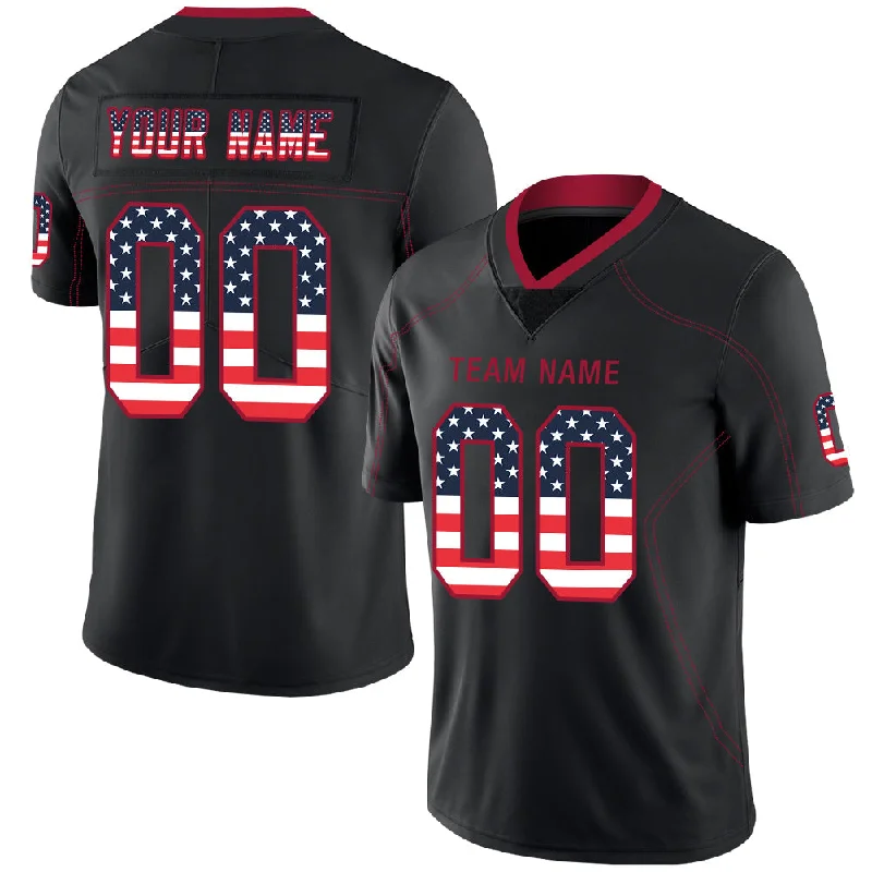 Football Jersey With Stylish Edge-Custom A.Falcon Men's American Black USA Flag Fashion Vapor Limited Stitched Football Jersey