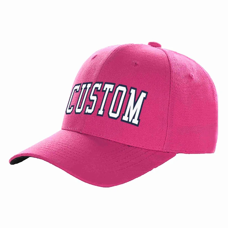 Comic Book Baseball Cap-Custom Rose Red White-Navy Curved Eaves Sport Baseball Cap Design for Men/Women/Youth