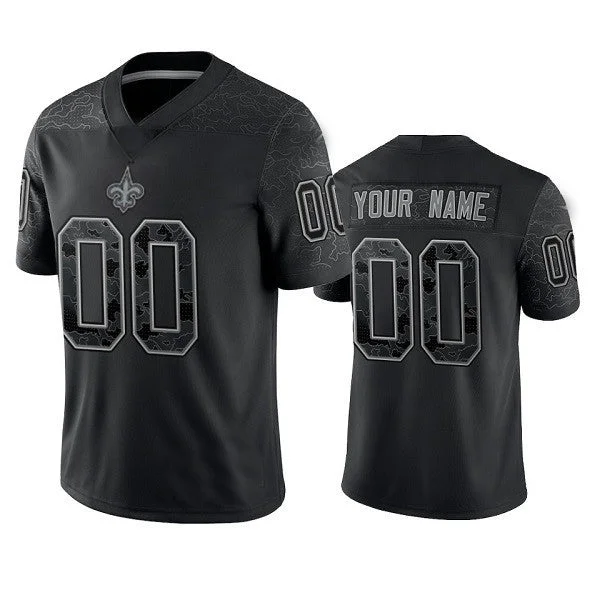 Kids Football Jersey-Custom NO.Saints Active Player Black Reflective Limited Stitched Football Jersey