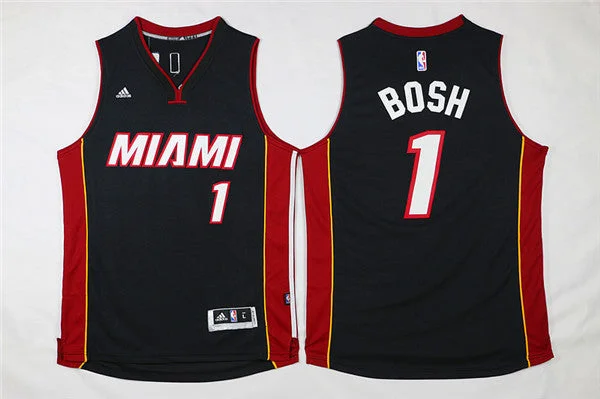 Basketball Jersey With Bright Neon Colors-Heat 1 Chris Bosh Black Swingman Basketball Jersey