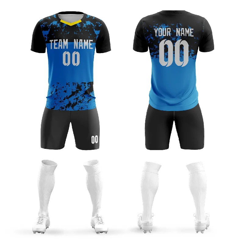 Football Jersey With Hand-Drawn Illustrations-Custom Royal White Breathable Sport Soccer Sets Jersey