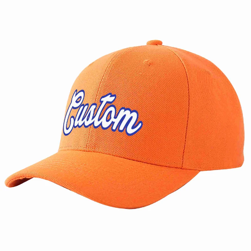 Recycled Baseball Cap-Custom Orange White-Royal Curved Eaves Sport Baseball Cap Design for Men/Women/Youth