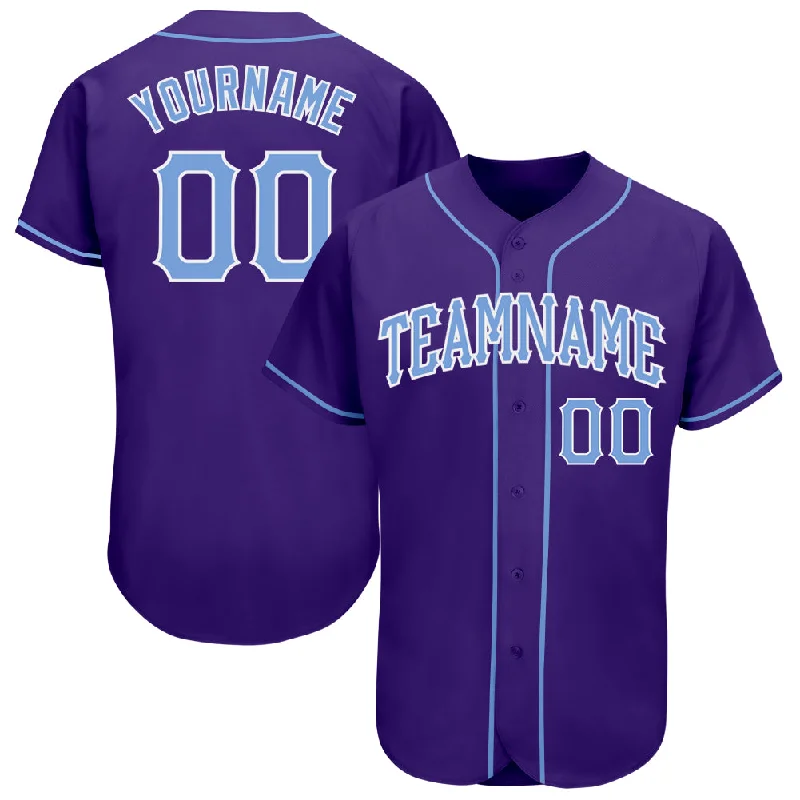 Hall Of Fame Baseball Jersey-Custom Purple Light Blue-White Authentic Baseball Jersey