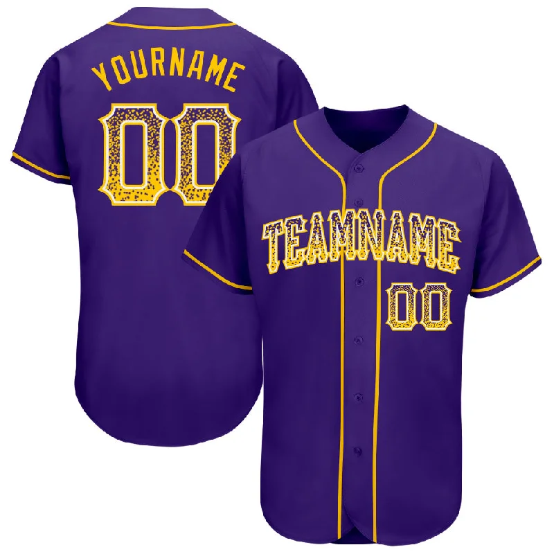 Personalized Baseball Jersey-Custom Purple Gold-White Authentic Drift Fashion Baseball Jersey