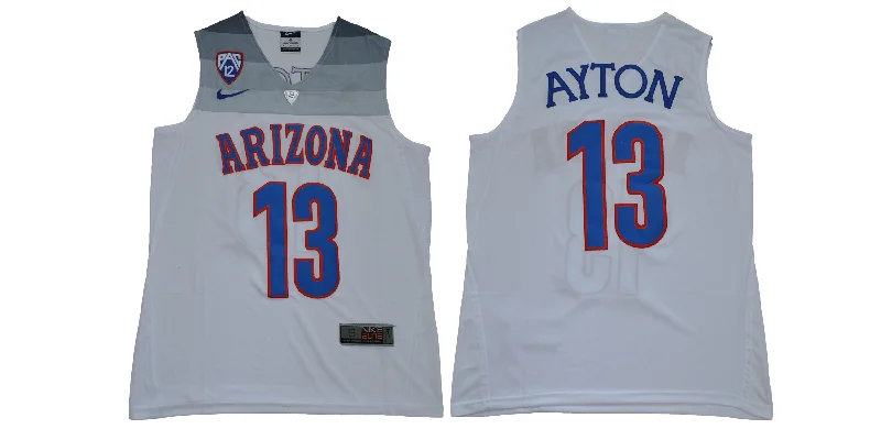 Long Sleeve Basketball Jersey-Arizona Wildcats 13 Deandre Ayton White College Basketball Basketball Jersey