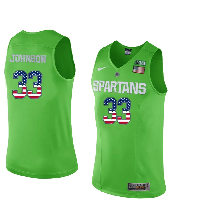 Basketball Jersey With Extra Ventilation-Michigan State Spartans 33 Magic Johnson Apple Green College Basketball Basketball Jersey