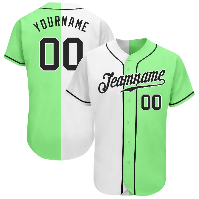 Baseball Jersey With Team Colors-Custom Pea Green Black-White Authentic Split Fashion Baseball Jersey