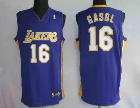 Lightweight Basketball Jersey-Lakers 16 Pau Gasol Purple Basketball Jerseys