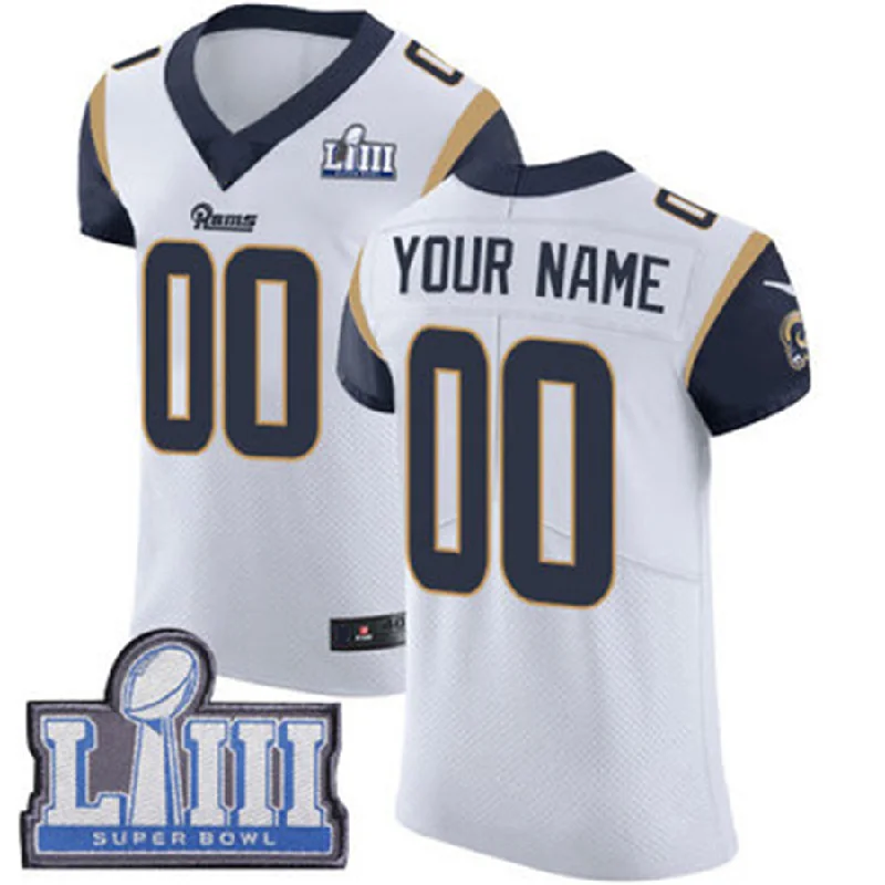 Long Sleeve Football Jersey-Custom LA.Rams Vapor Untouchable Super Bowl LIII Bound Elite White Road Jersey American Stitched  Football Jerseys