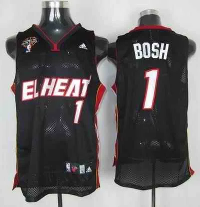 Basketball Jersey With Skulls-Heat 1 Bosh Black Latin Night Basketball Jerseys