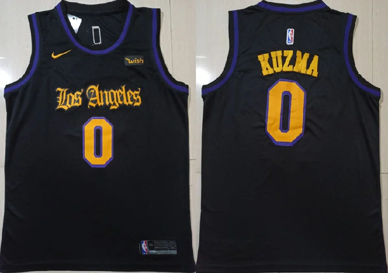 Championship Basketball Jersey-Lakers 0 Kyle Kuzma Black Swingman Basketball Jersey