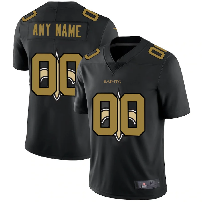 Football Jersey With Abstract Patterns-Custom NO.Saints Team Logo Dual Overlap Limited Jersey Black American Jerseys Stitched Jersey Football Jerseys