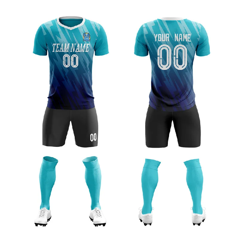 Football Jersey With 80s Throwback-Custom Blue Navy Training Uniform Soccer Sets Jersey