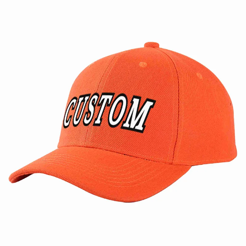 Baseball Cap With Patch-Custom Tangerine White-Black Curved Eaves Sport Baseball Cap Design for Men/Women/Youth