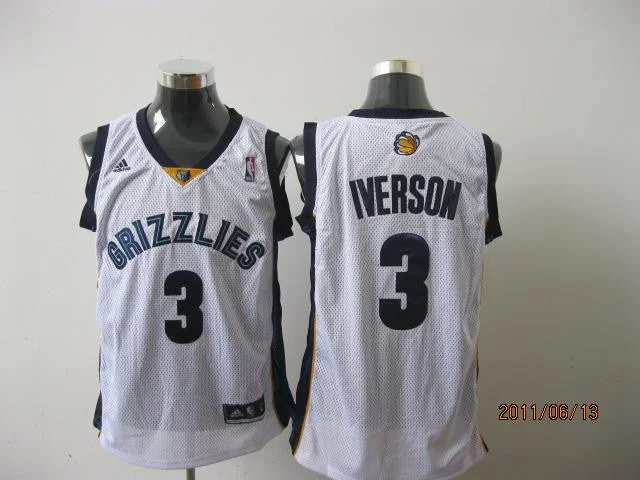 Away Basketball Jersey-Grizzlies 3 Iverson White Basketball Jerseys