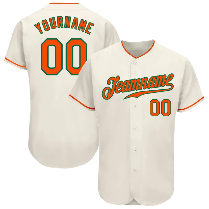 Baseball Jersey With 90s Style-Custom Cream Orange-Kelly Green Authentic Baseball Jersey