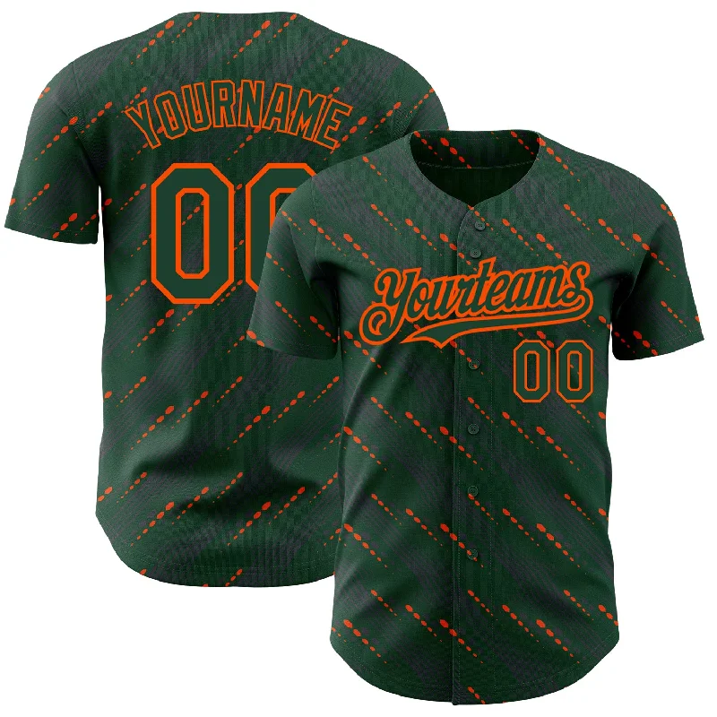 Moisture-Wicking Baseball Jersey-Custom Green Green-Orange 3D Pattern Design Slant Lines Authentic Baseball Jersey