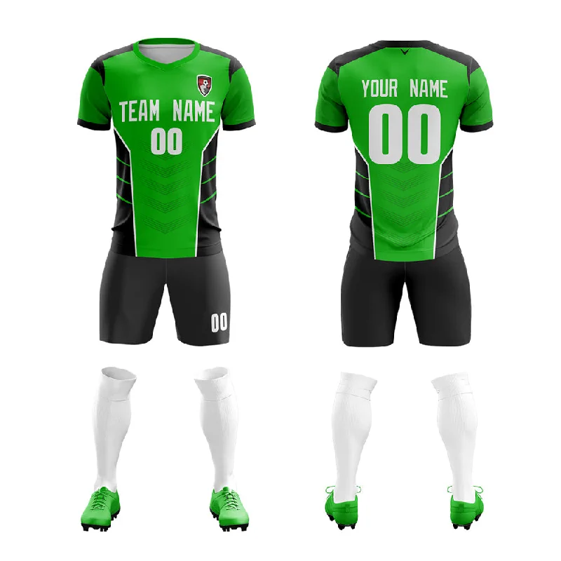 Football Jersey With 90s Style-Custom Green Black Soft Training Uniform Soccer Sets Jersey