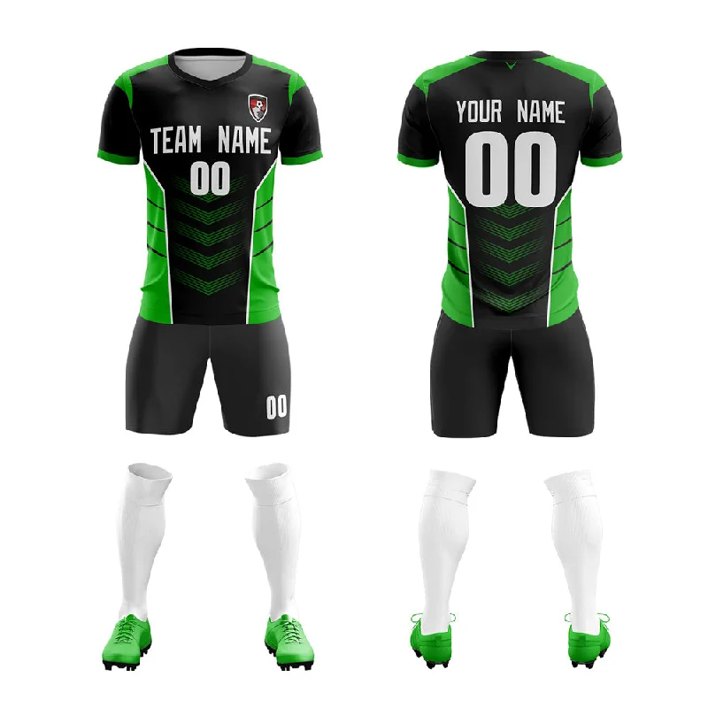 Slim Fit Football Jersey-Custom Black Green Soft Training Uniform Soccer Sets Jersey