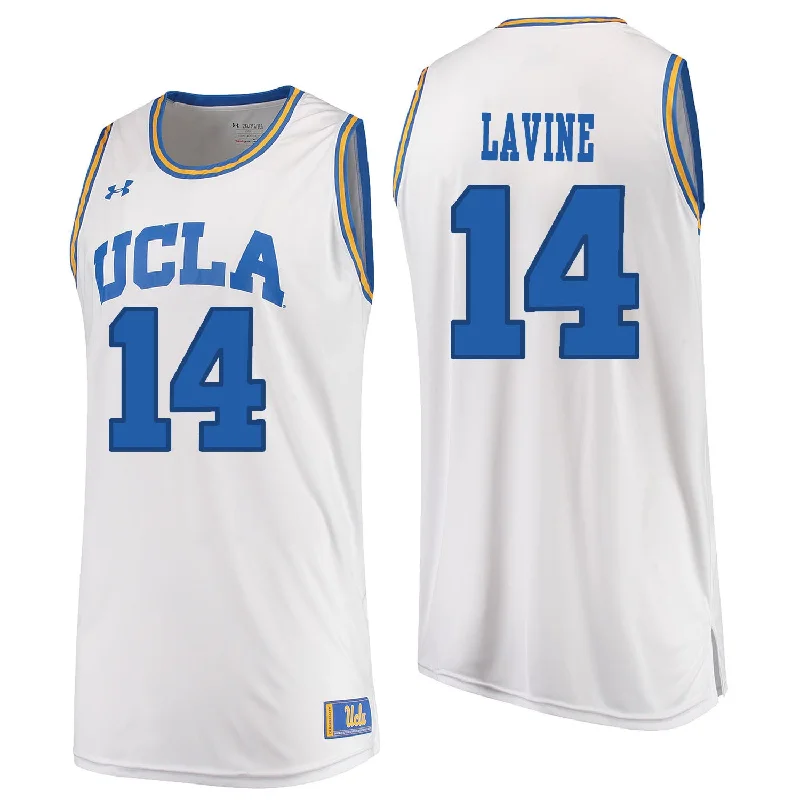 Basketball Jersey With Psychedelic Colors-UCLA Bruins 14 Zach Lavine White College Basketball Basketball Jersey