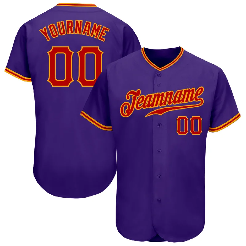 Alternate Baseball Jersey-Custom Purple Red-Gold Authentic Baseball Jersey