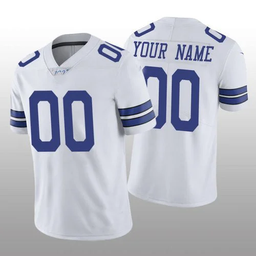 Football Jersey With Neon Colors-Custom D.Cowboys White Vapor Limited 100th Season Jersey Stitched Jersey Football Jerseys