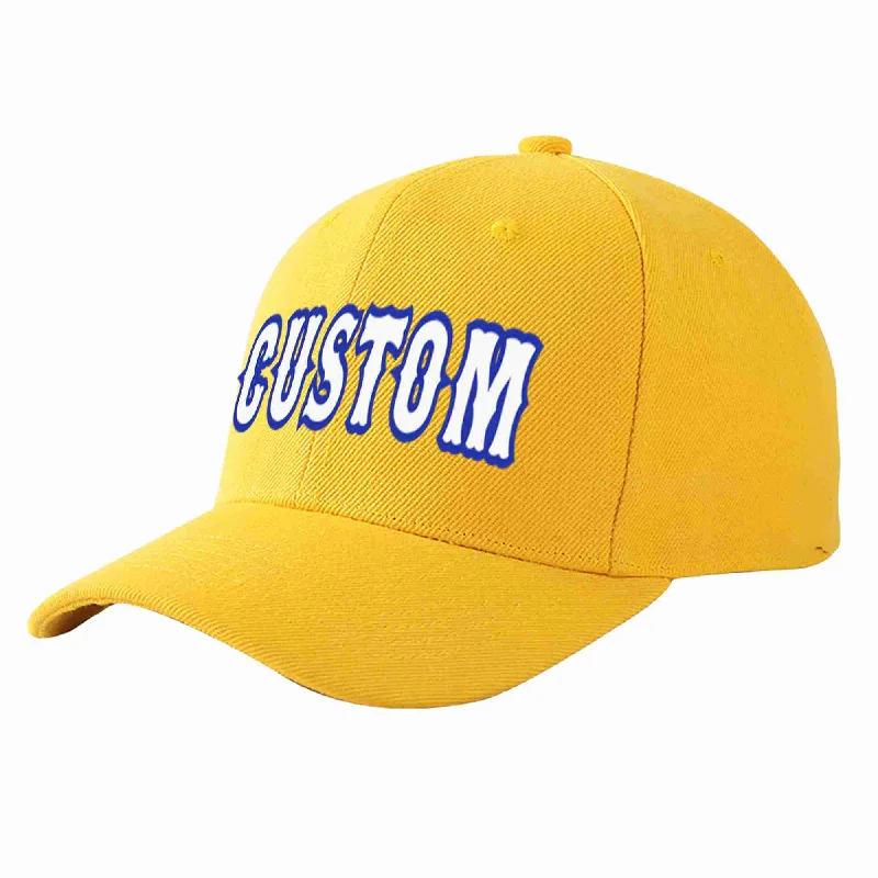 Classic Baseball Cap-Custom Gold White-Royal Curved Eaves Sport Baseball Cap Design for Men/Women/Youth