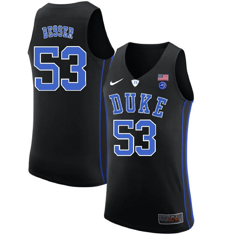 Basketball Jersey With Inspirational Messages-Duke Blue Devils 53 Brennan Besser Black College Basketball Basketball Jersey