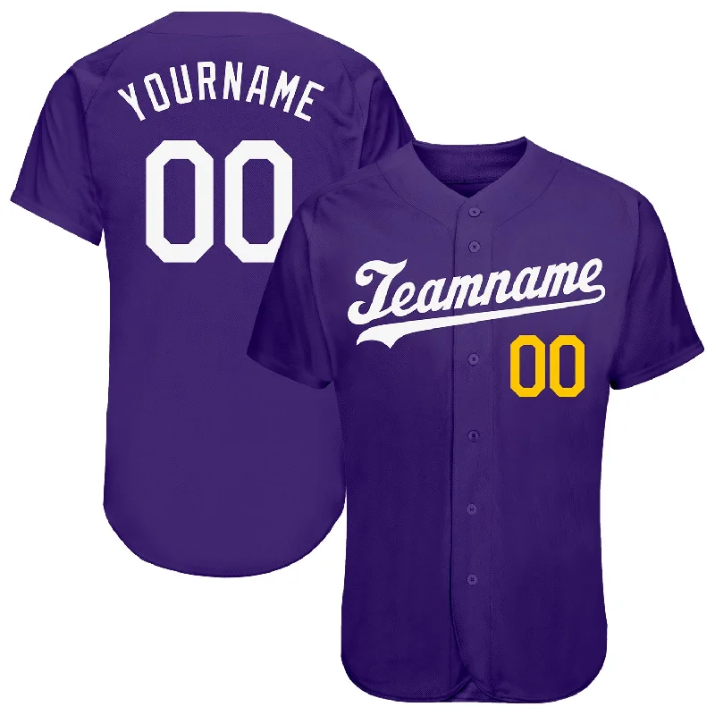 Vintage Baseball Jersey-Custom Purple White-Gold Authentic Baseball Jersey