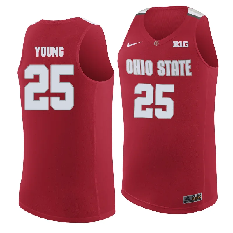 Basketball Jersey For High School-Ohio State Buckeyes 25 Kyle Young Red College Basketball Basketball Jersey